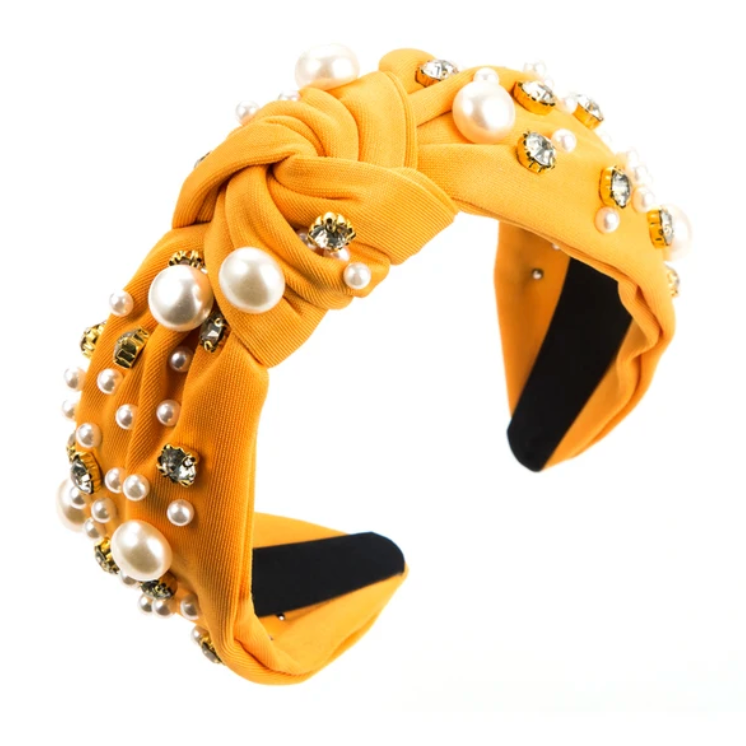 Elegance Touch – Knoten-Haarreif mit Strass und Perlen