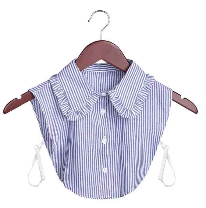 Blusenkragen Weiss Blau Gestreift