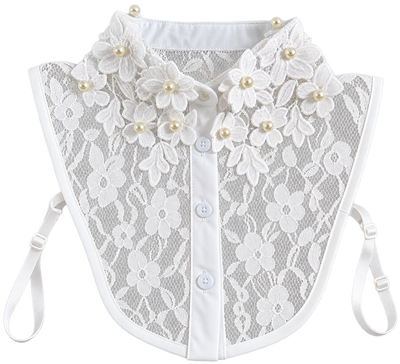 Pearl Blossom – Romantischer Spitzen-Blusenkragen mit Blüten & Perlen