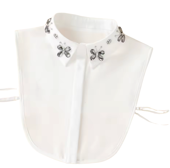 Glamour-Krageneinsatz: Schmetterlinge & Strass