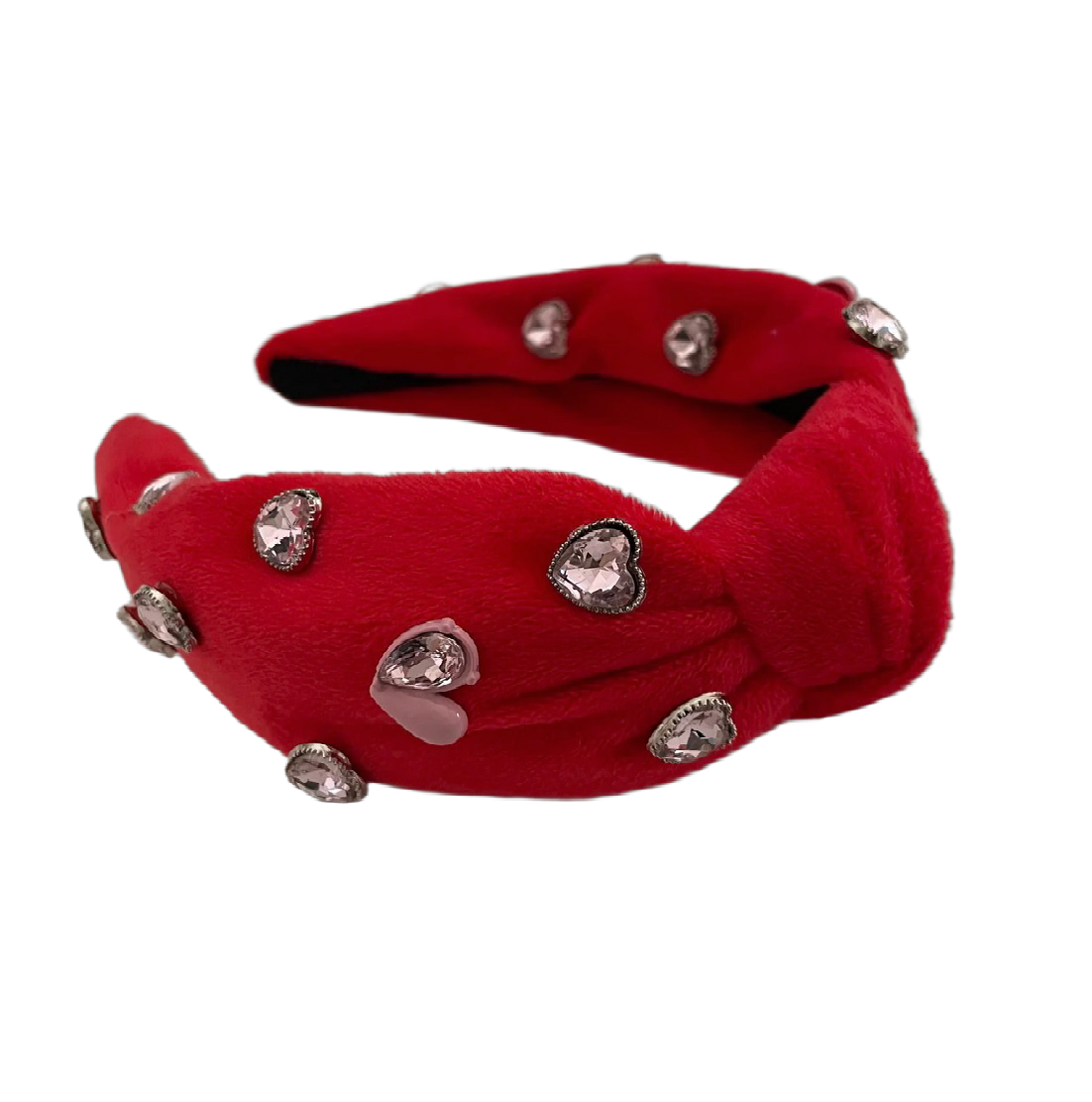 Plüsch-Haarreifen mit Steinherzen