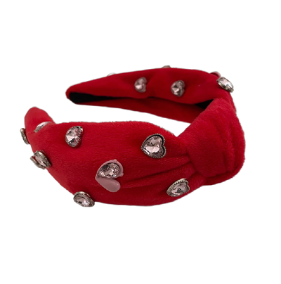 Plüsch-Haarreifen mit Steinherzen