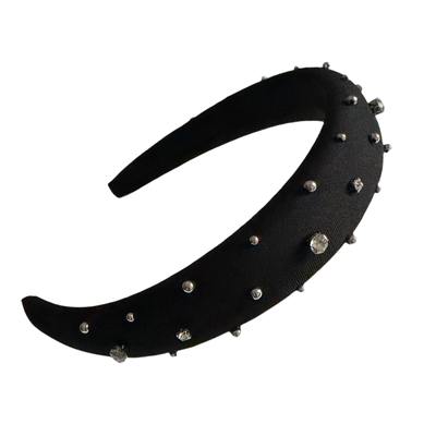 Nachtpoesie — Schwarzer Haarreif mit Perlchen & Strass