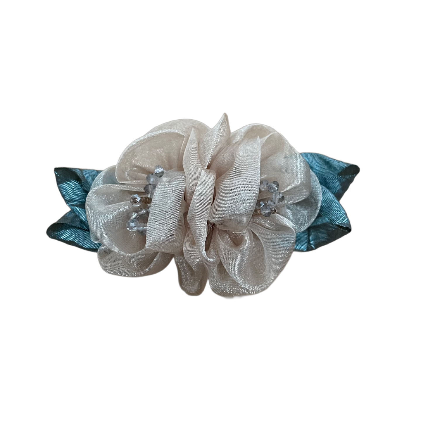 Haarklammern Blumen Organza Glasperlen