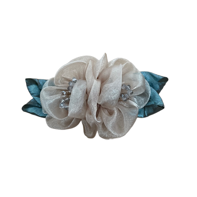 Haarklammern Blumen Organza Glasperlen