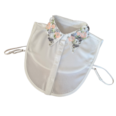 Dein Glanzmoment – Blusenkragen Off White mit Pailletten