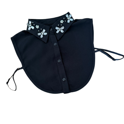 Glamour-Krageneinsatz: Schmetterlinge & Strass Schwarz