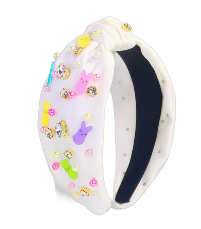 Hoppelglanz: Oster‑Haarreif mit bunten Perlen, Strass & Hasenmotiven