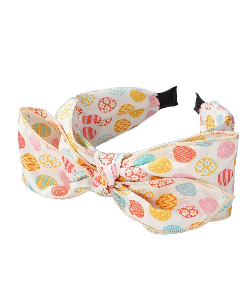 Pastellhüpfer — Oster‑Haarreif mit süßen Motiven und Masche