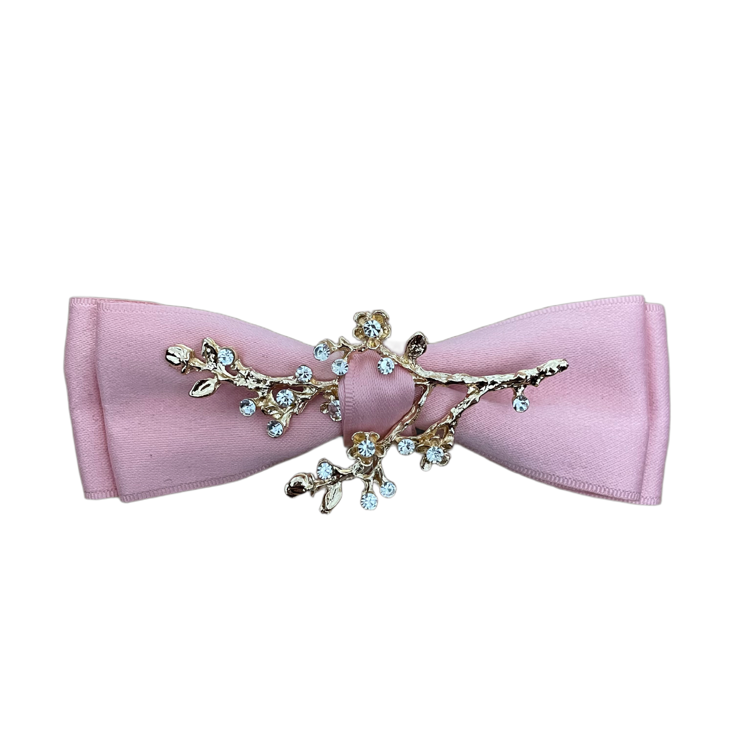 Barrette à cheveux avec strass branches en satin maille