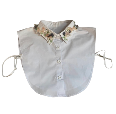 Blussenkragen weiss Pailletten