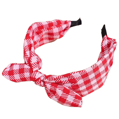 Swinging Karo: Rockabilly Haarreif zweifarbig mit Zierschleife