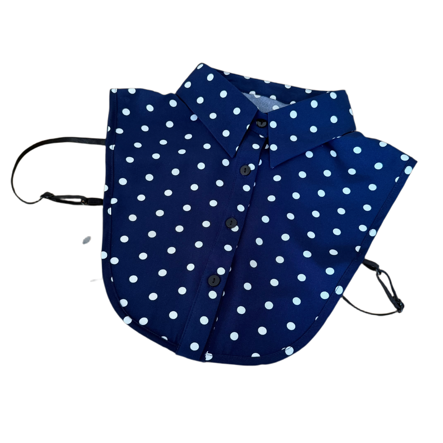 Eleganter blauer Blusenkragen mit weissen Punkten