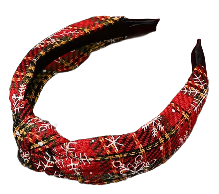 Christmas Tartan – Festlicher Karo-Haarreifen mit Knoten & winterlichen Details