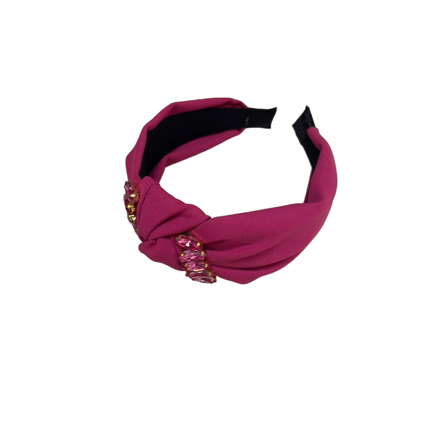 pink headband with knot and rhinestone decoration