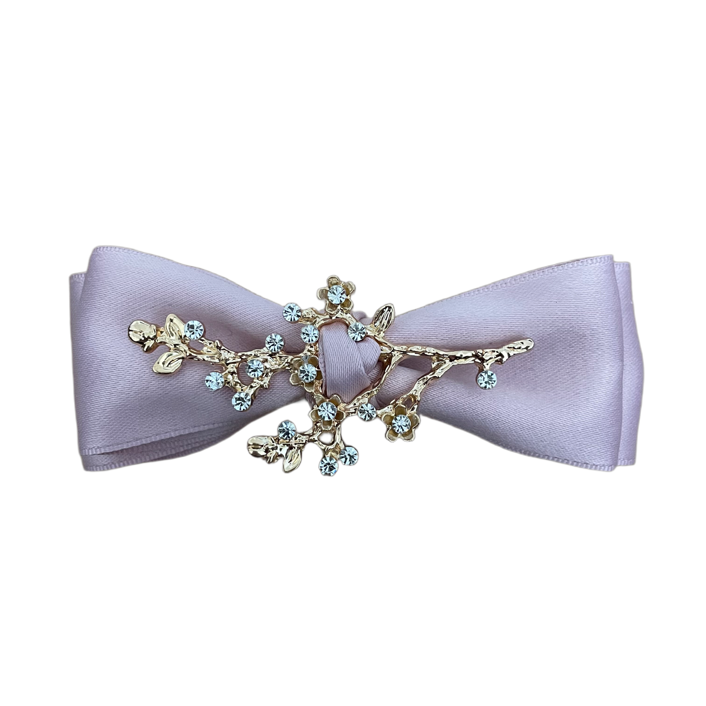 Barrette à cheveux avec strass branches en satin maille