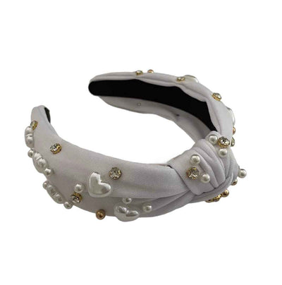 Haarreifen mit Herzen, Steinchen und Perlen