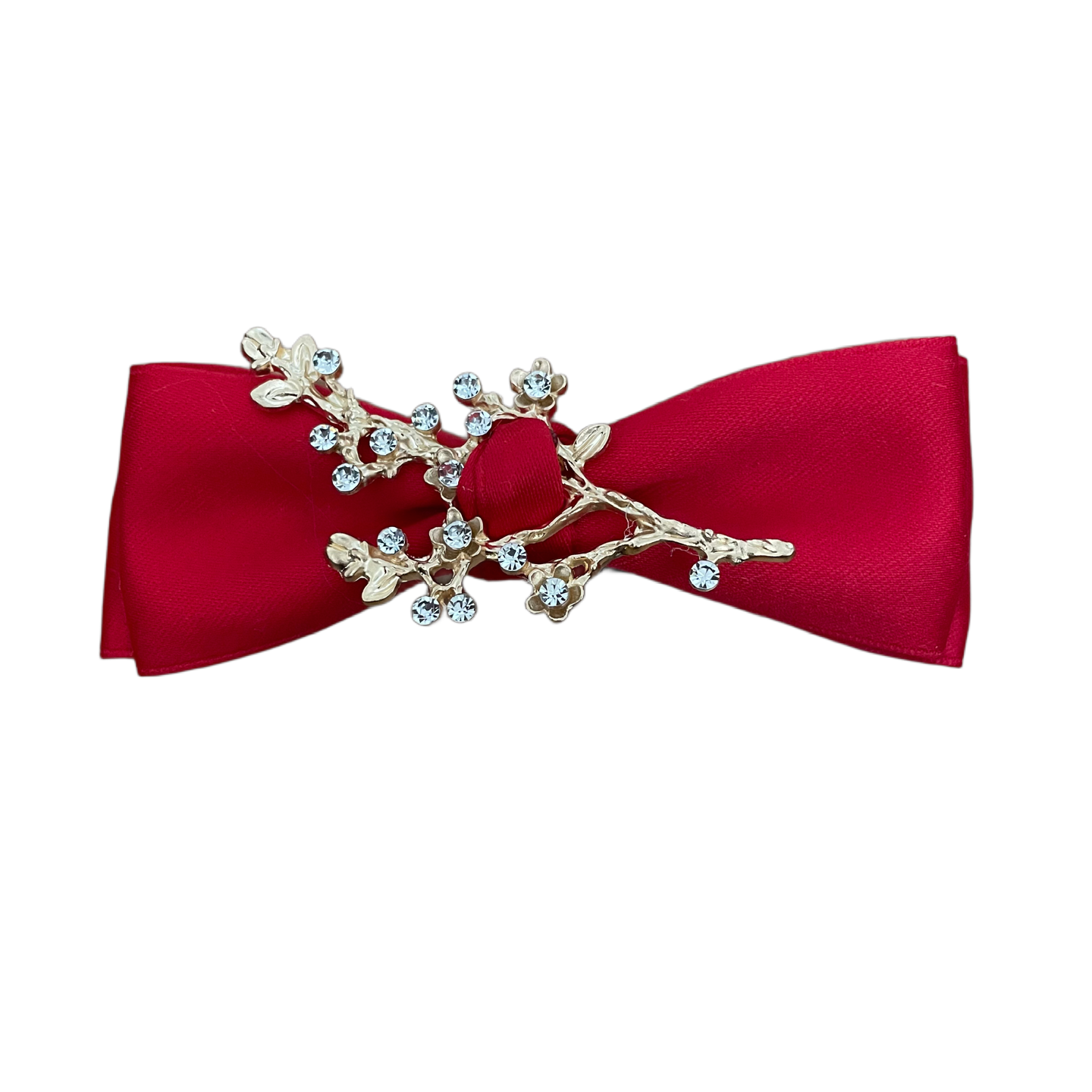 Barrette à cheveux avec strass branches en satin maille