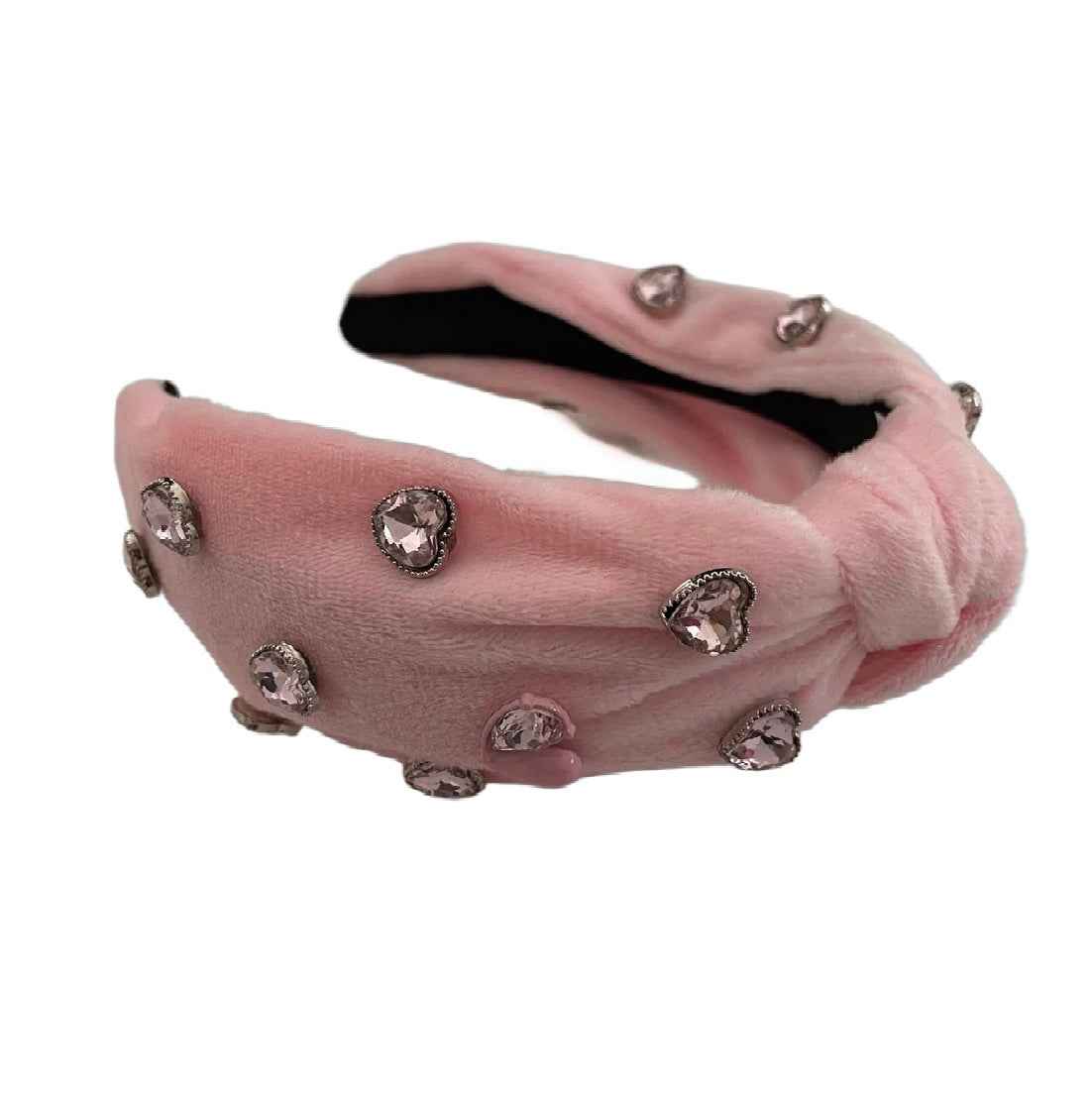 Plüsch-Haarreifen mit Steinherzen