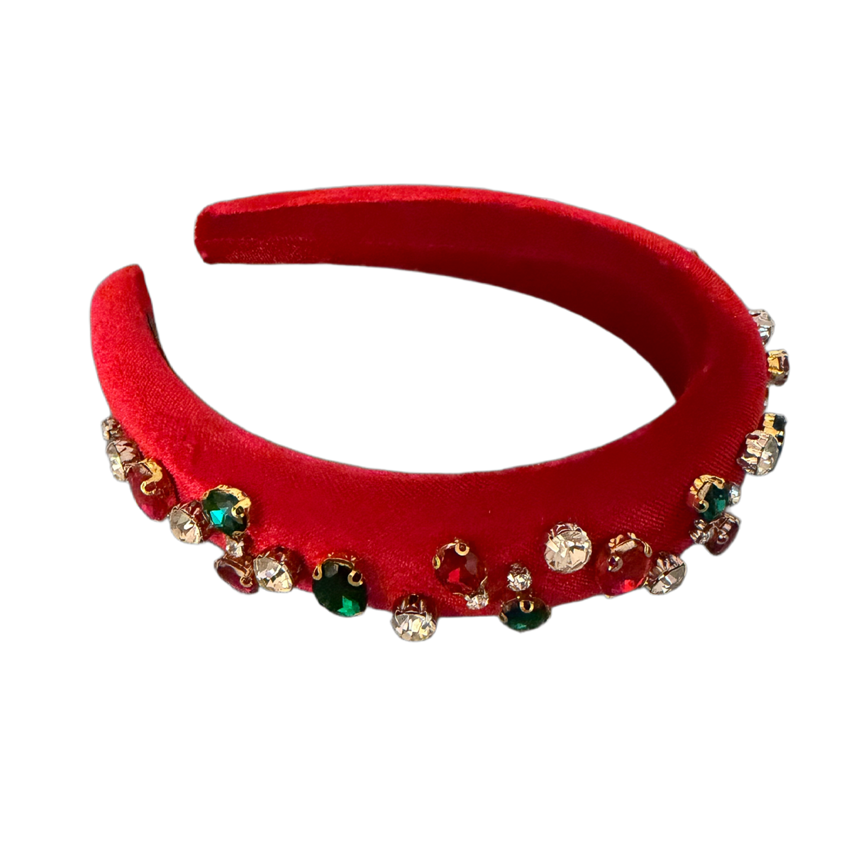 Christmas Glamour – Festlicher Samt-Haarreifen mit funkelnden Schmucksteinen