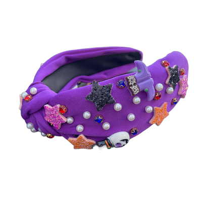 Magischer Halloween Haarreifen – Violet mit funkelnden Sternen