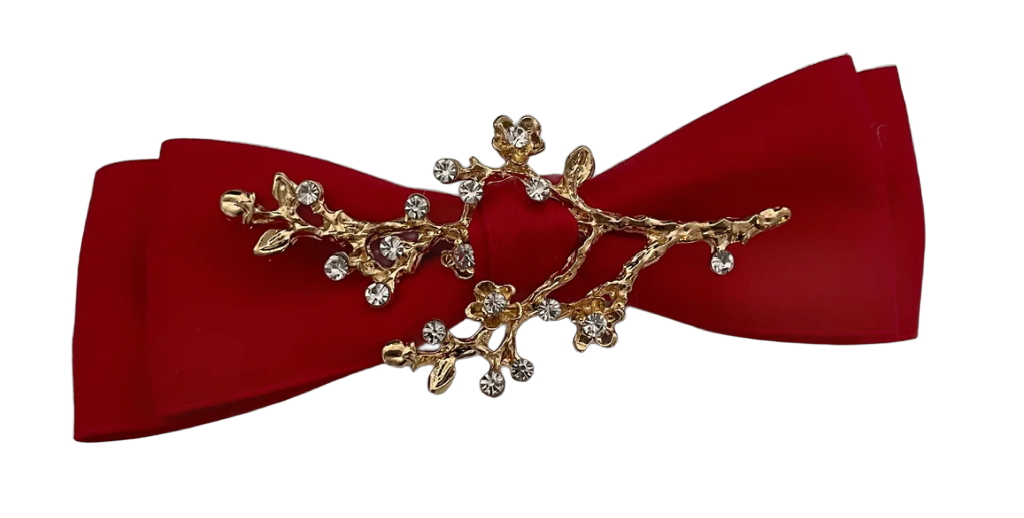 Haarklammer Satin Zweig Strasssteinchen