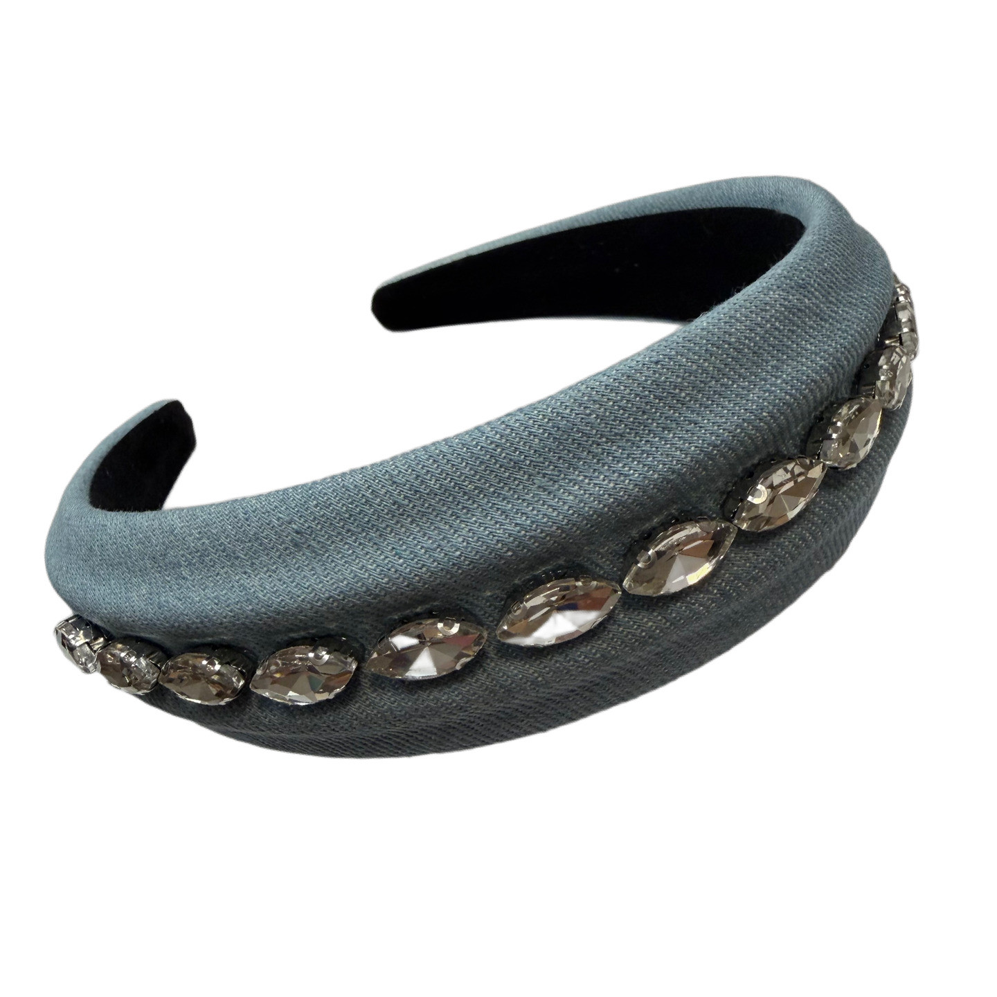 Wellenfunkeln — Gewellter Jeans‑Haarreif mit Strasssteinen