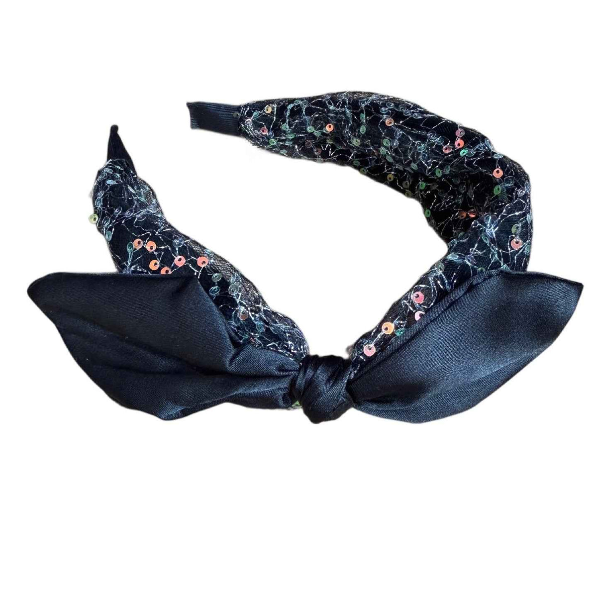 Glamour-Haarreifen mit Pailletten & Satin-Schleife seitlich – Elegantes Statement-Accessoire