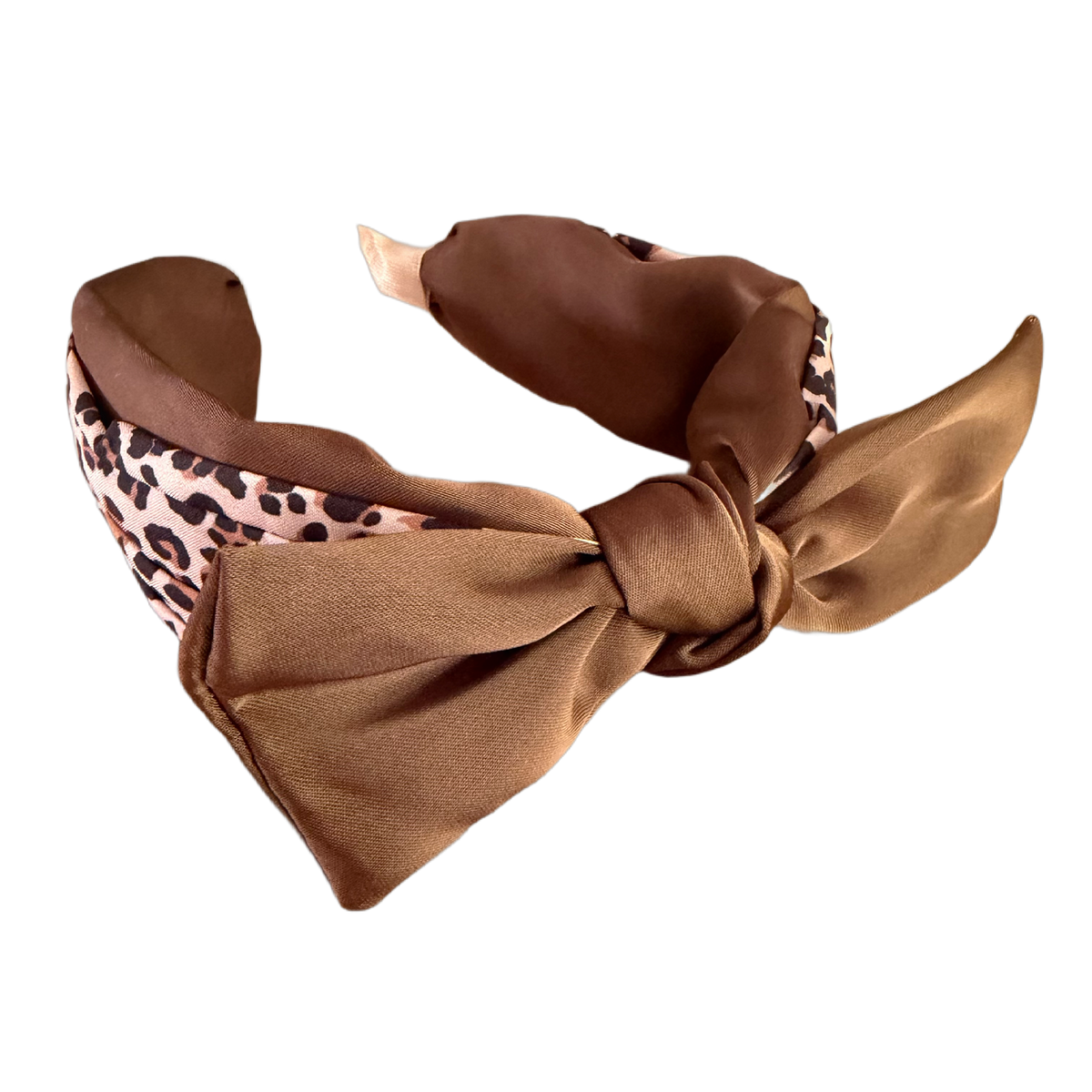 Wild Elegance – Satin Haarreifen mit grosser Schleife & Animalprint