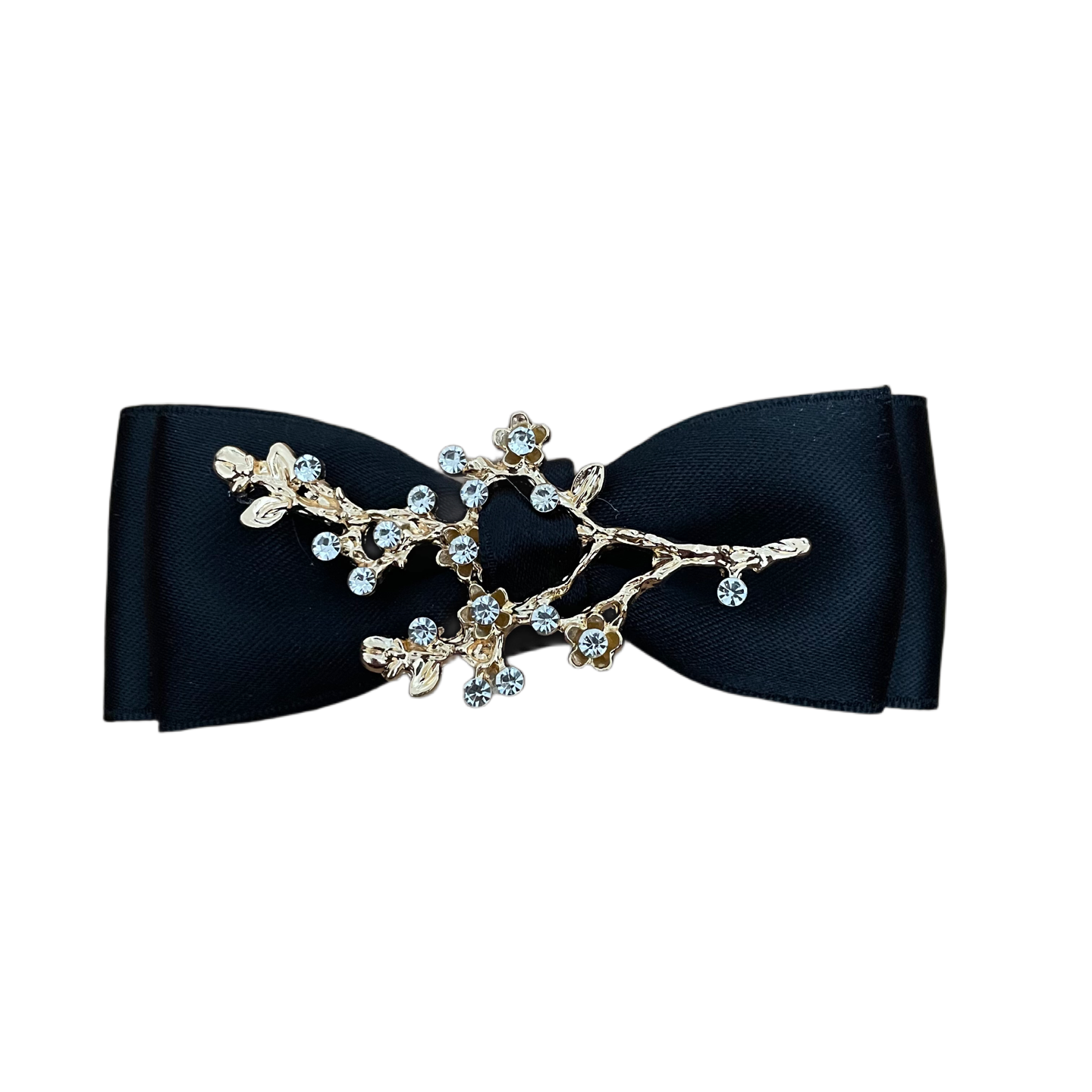 Barrette à cheveux avec strass branches en satin maille