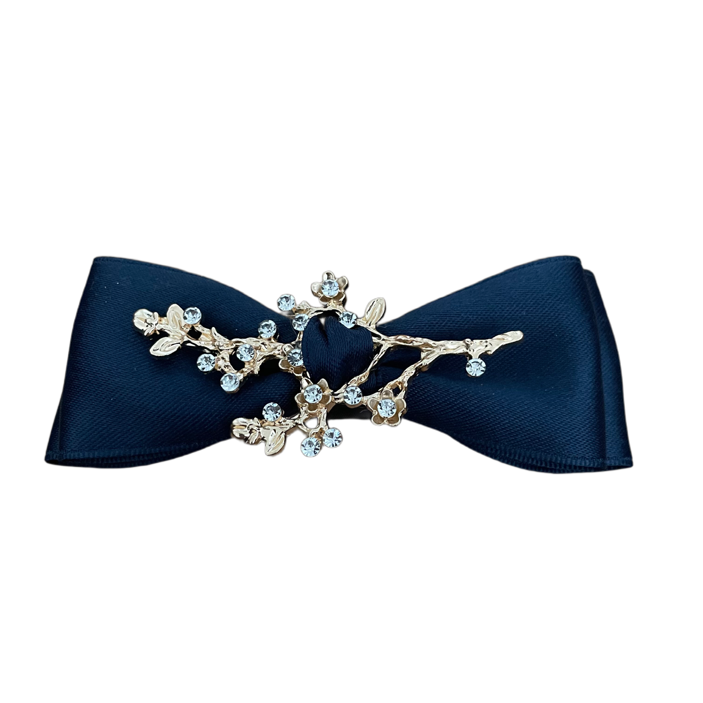 Barrette à cheveux avec strass branches en satin maille