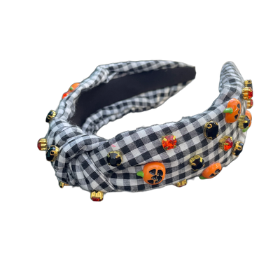 Stylischer Halloween Haarreif – Schwarz-Weiß Karomuster