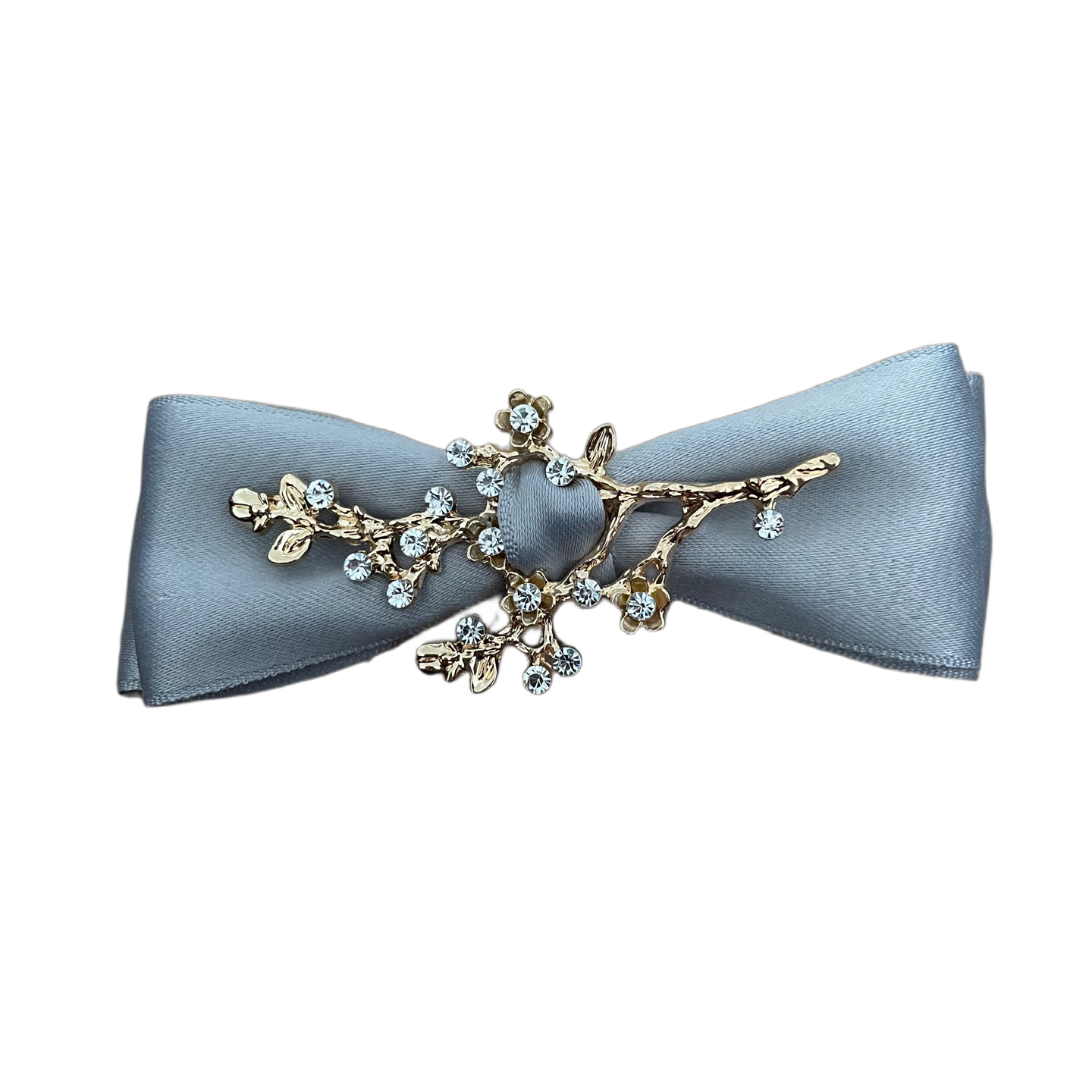 Barrette à cheveux avec strass branches en satin maille