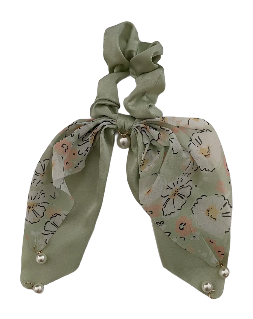 Haarschleife Satin Chiffon Perlen