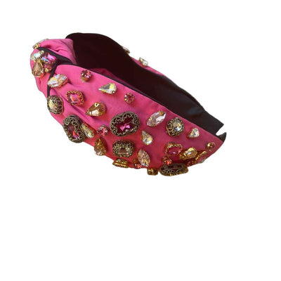 "Pink Sparkle" – Glitzer-Haarreif mit Knoten & Strass