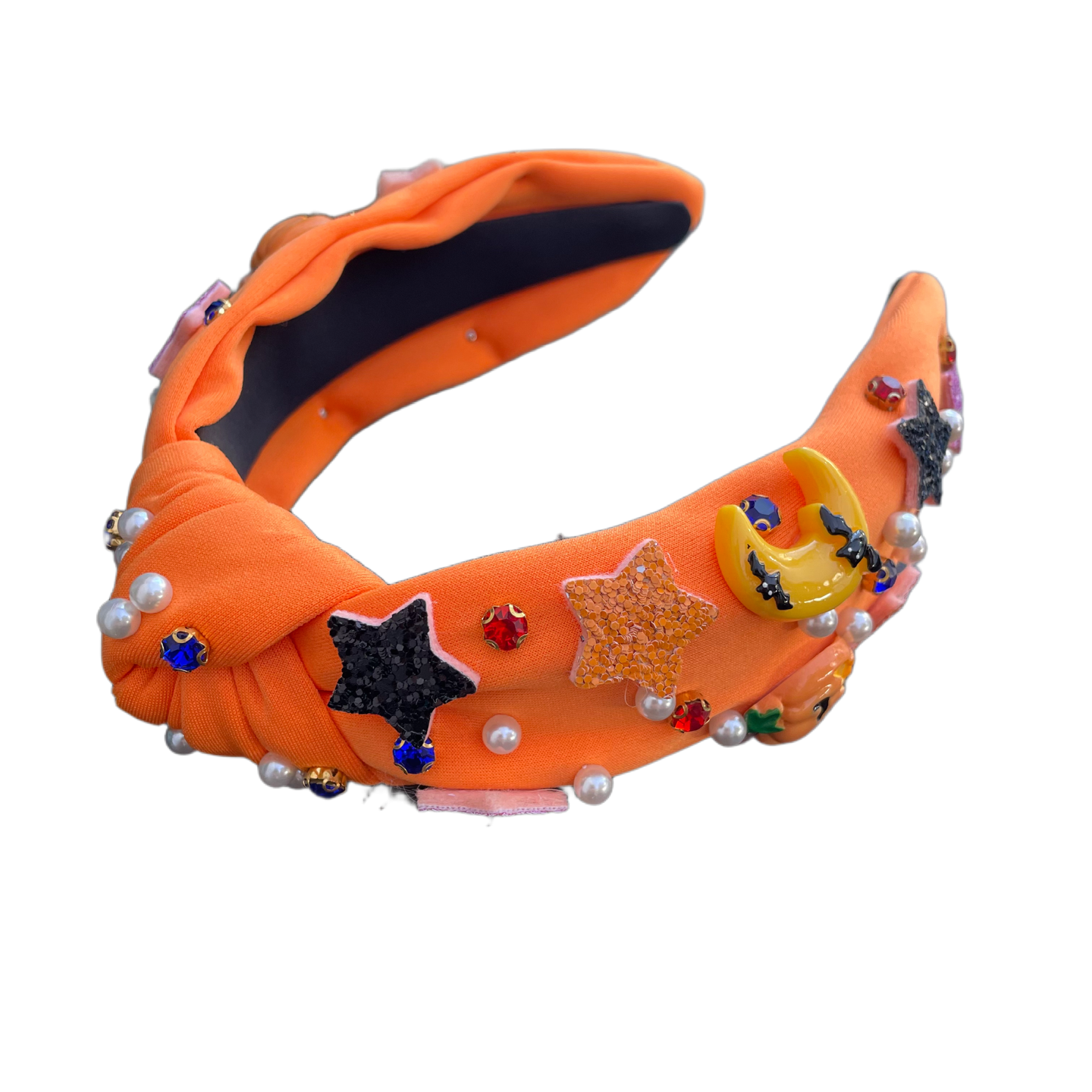 Magischer Halloween Haarreifen – Orange mit funkelnden Sternen