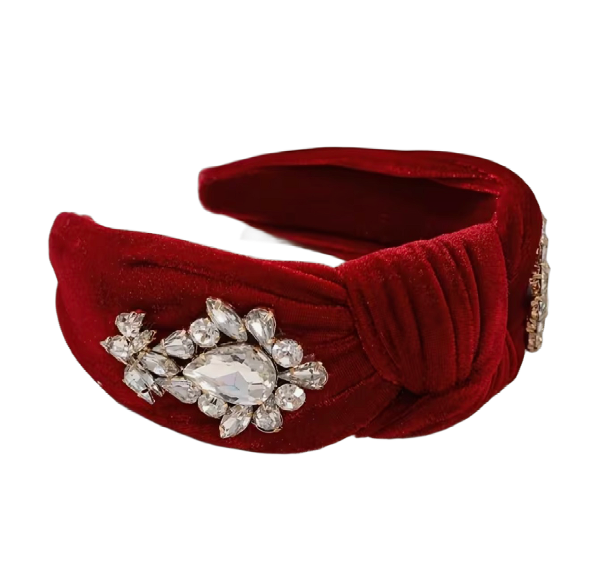 Glamour Velvet – roter Samt-Haarreifen mit funkelnden Strasssteinen