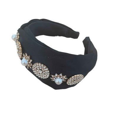 Schimmernder Satinhaarreif mit Perlen & Steinchen-Ornamenten – Klassisch & Glamourös