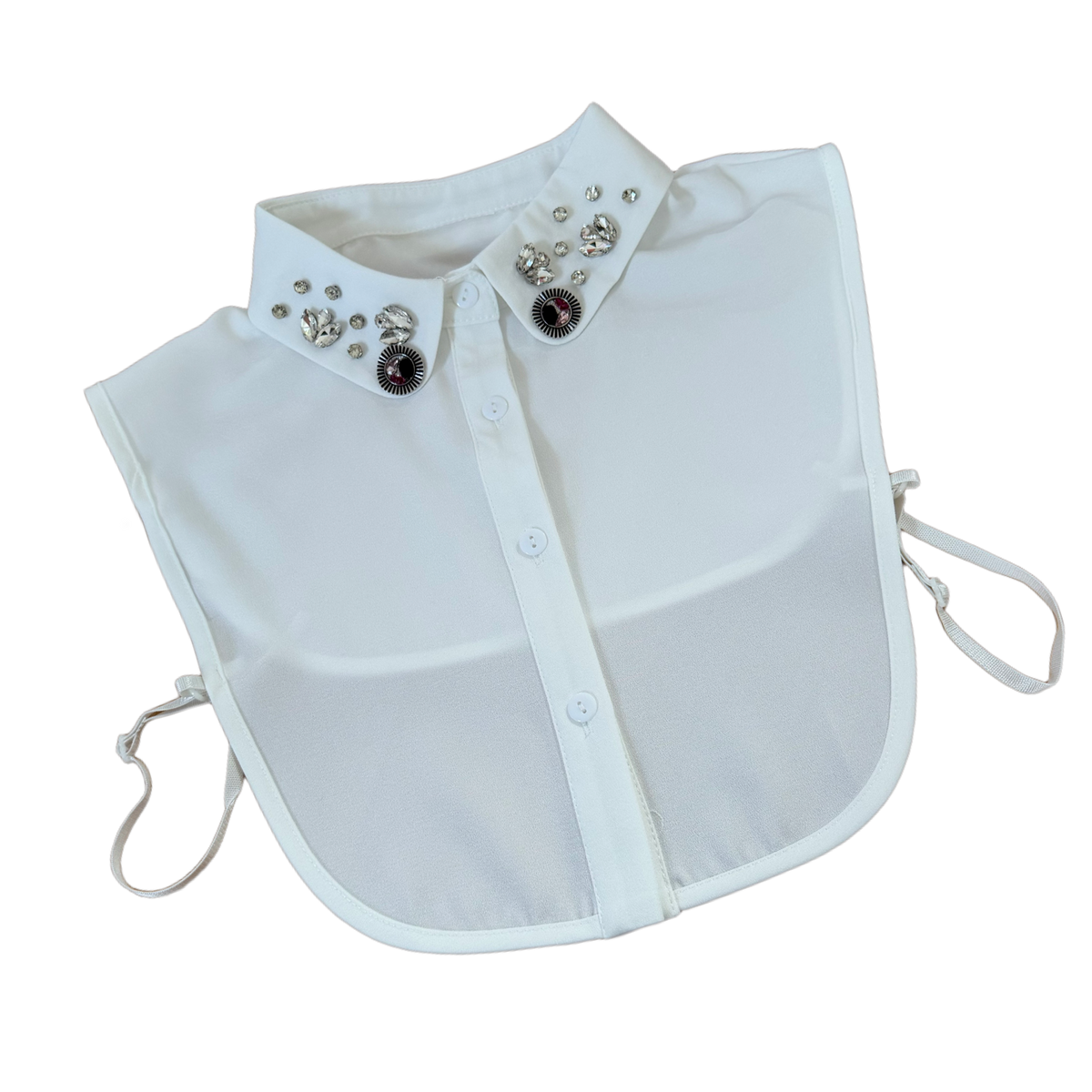 Glamour Chic – Eleganter Blusenkragen in Off White mit funkelnden Schmucksteinen