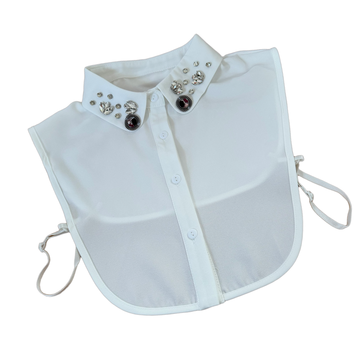 Glamour Chic – Eleganter Blusenkragen in Off White mit funkelnden Schmucksteinen