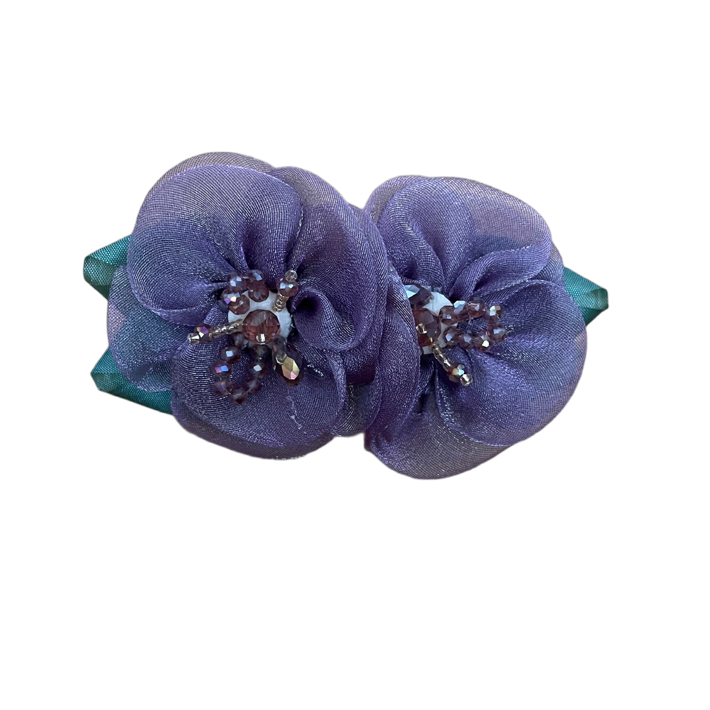 Haarklammern Blumen Organza Glasperlen