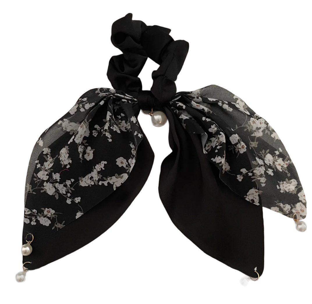 Haarschleife Satin Chiffon Perlen