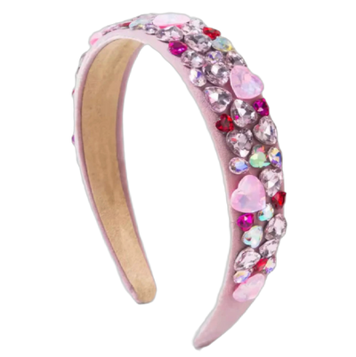 Haarreifen mit Steinherzen Breit