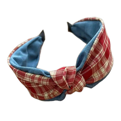 Country Chic – Haarreifen mit Karomuster, Jeans-Details & Knoten