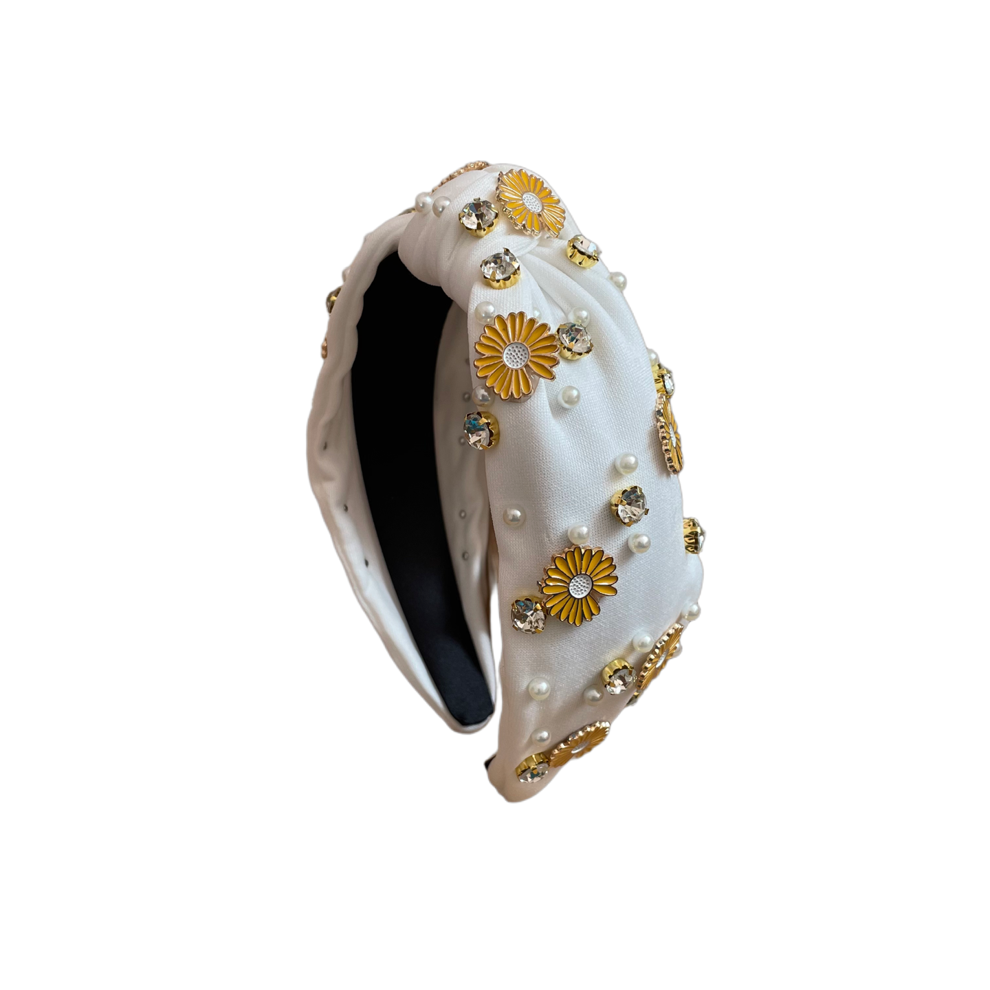 Serre-tête en jean avec perles et pierres