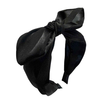 Retro‑Shine — Uni‑Gestreifter Hairband mit elegantem Glanz & Schleife