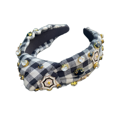 Gruselig schick: Schwarz-Weiß karierter Halloween Haarreif