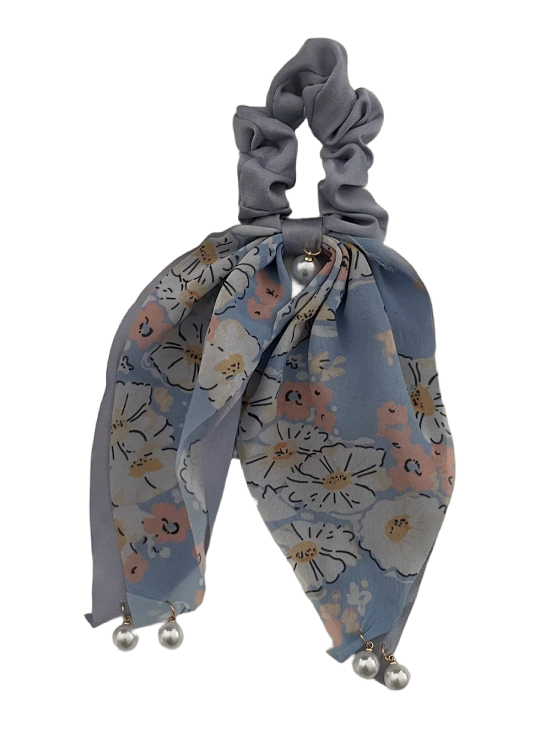 Haarschleife Satin Chiffon Perlen