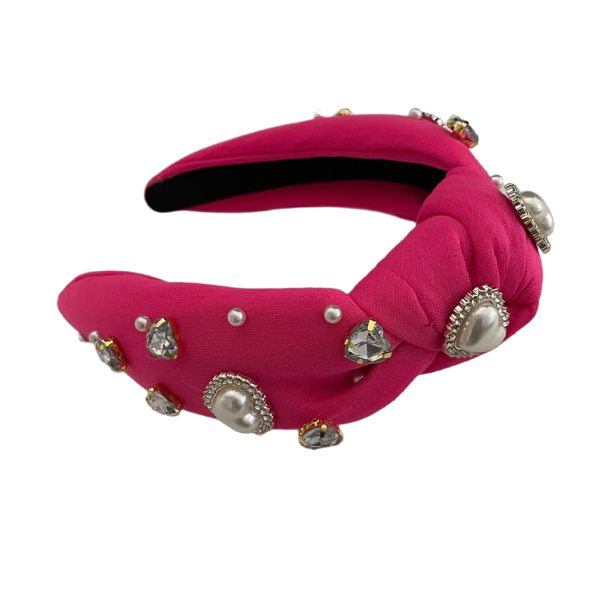 Haarreifen mit Steinherzen, Perlherzen und Perlen