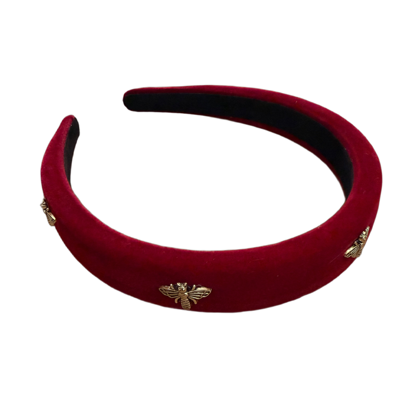 Samt-Haarreifen mit goldenen Bienen – Edler Statement-Look in Schwarz oder Rot